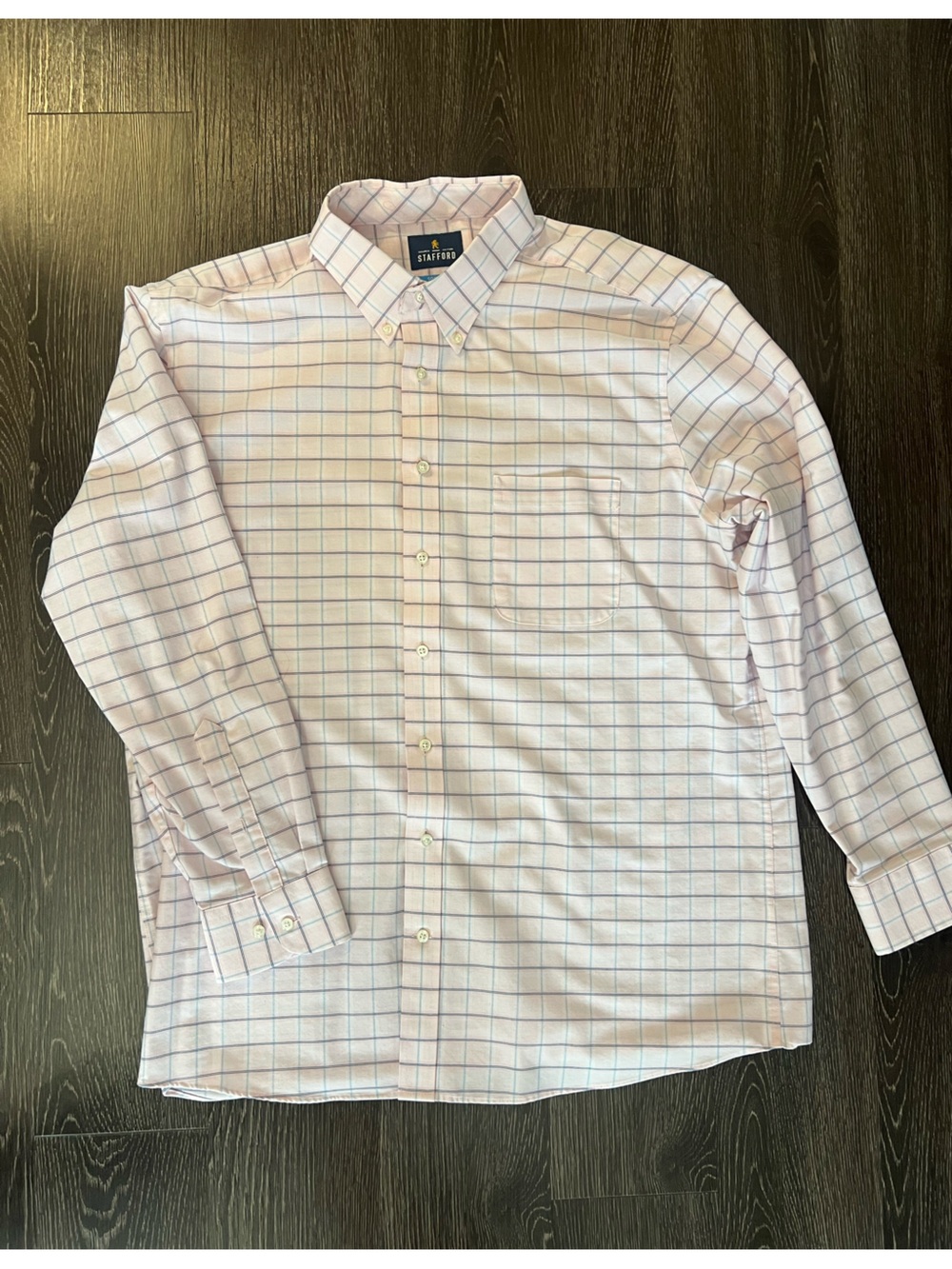 Stafford Dress Shirt with Blue Windowpane Check